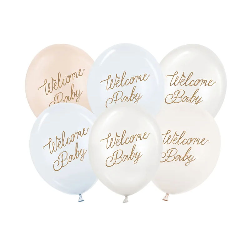 Mix globos ECO azules Welcome Baby / 6 uds.