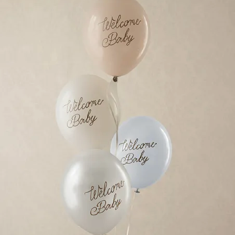 Mix globos ECO azules Welcome Baby / 6 uds.