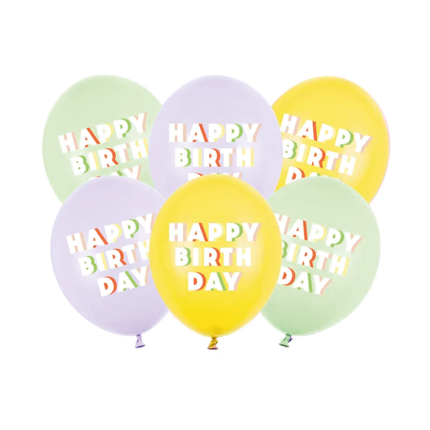 Mix globos ECO multicolor Happy Birthday / 6 uds.