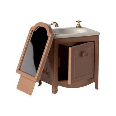 Maileg Miniature Mouse Brown Washbasin Cabinet with Mirror