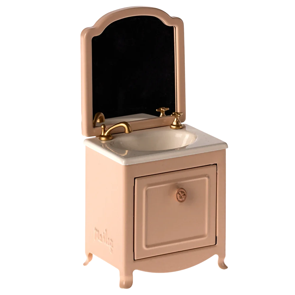 Pink washbasin cabinet with mirror Maileg miniature mouse