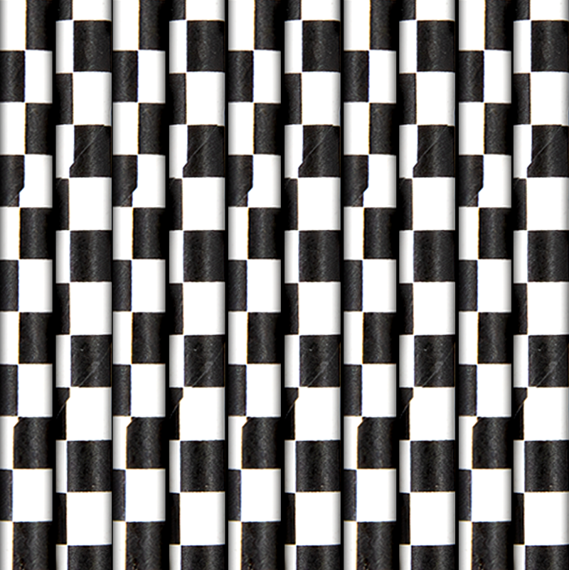 Pajitas a cuadros blancos y negros / 10 uds.