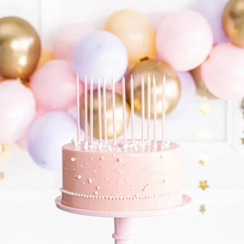Long pink basic candles / 12 u.