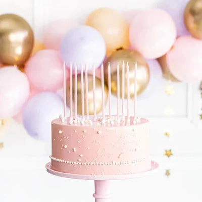 Long pink basic candles / 12 u.