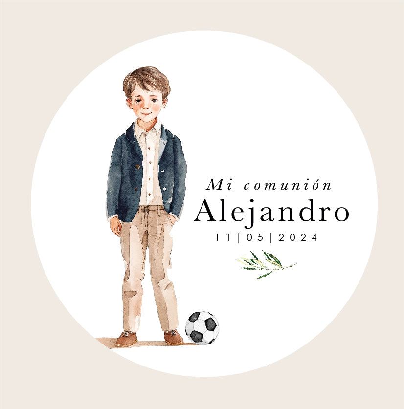 Personalized Communion Boy Football Sticker