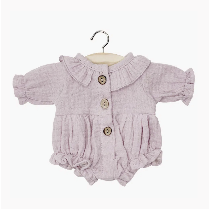 Mauve cotton romper for Minikane Gordis doll