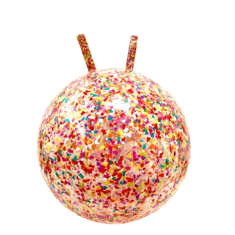 Multicolor confetti bouncing ball