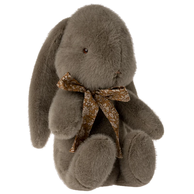Gray plush rabbit with bow M