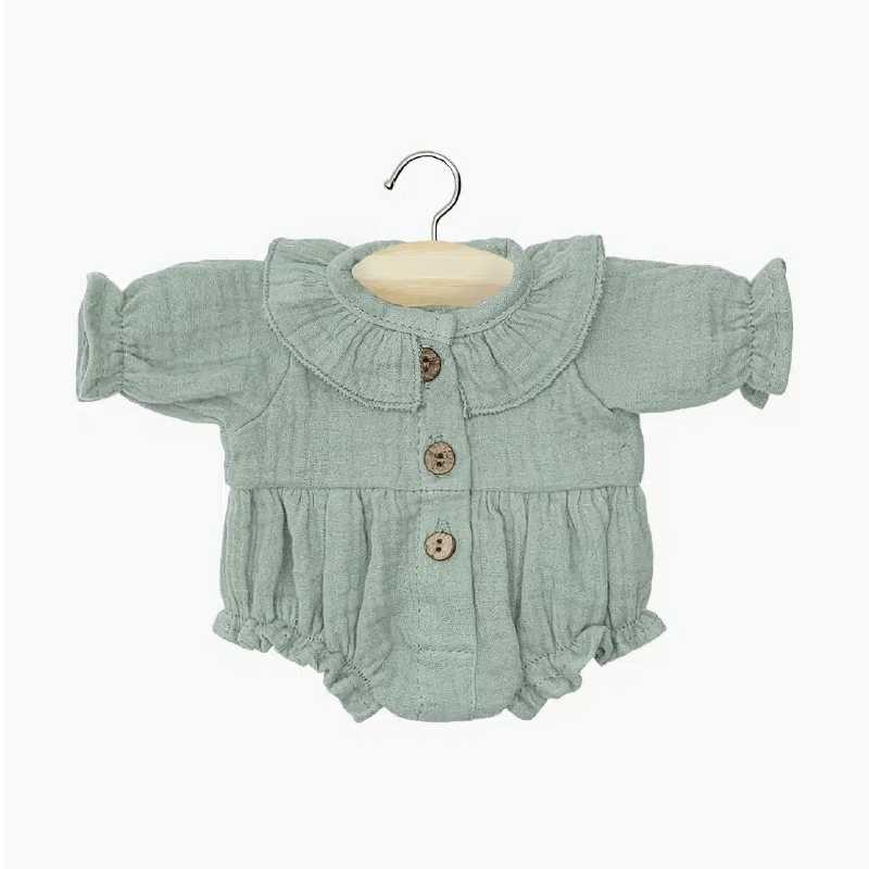 Green cotton romper for Minikane Gordis doll