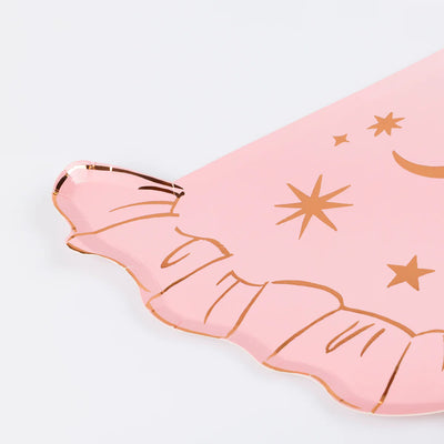 Pink witch hat plate / 8 pcs.