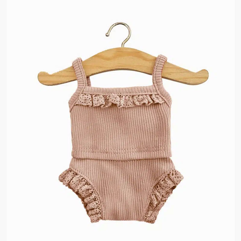 Ropa interior canalé rosa y encaje para muñeca Minikane Gordis