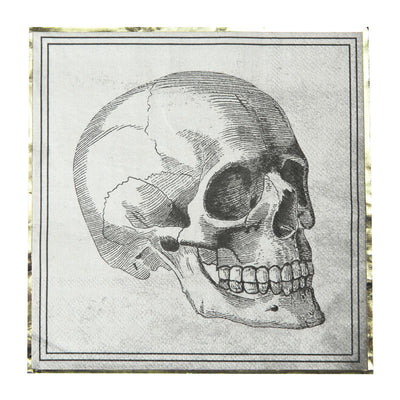 Vintage skull napkin with golden edge / 16 units.