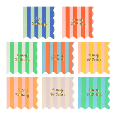 Multicolor Stripe Happy Birthday Napkin