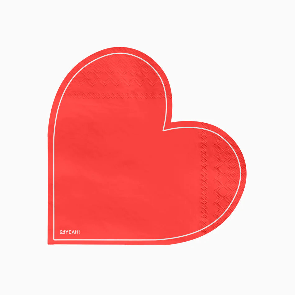 Guardanapo básico de coração vermelho / 20 unid.