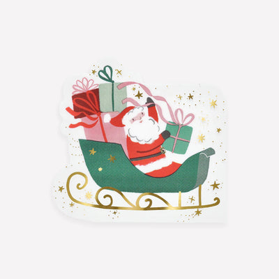Christmas napkins Santa and his sleigh / 16 pcs.