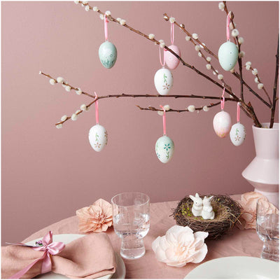 Easter decorated eggs green bunnies / 6 pcs.