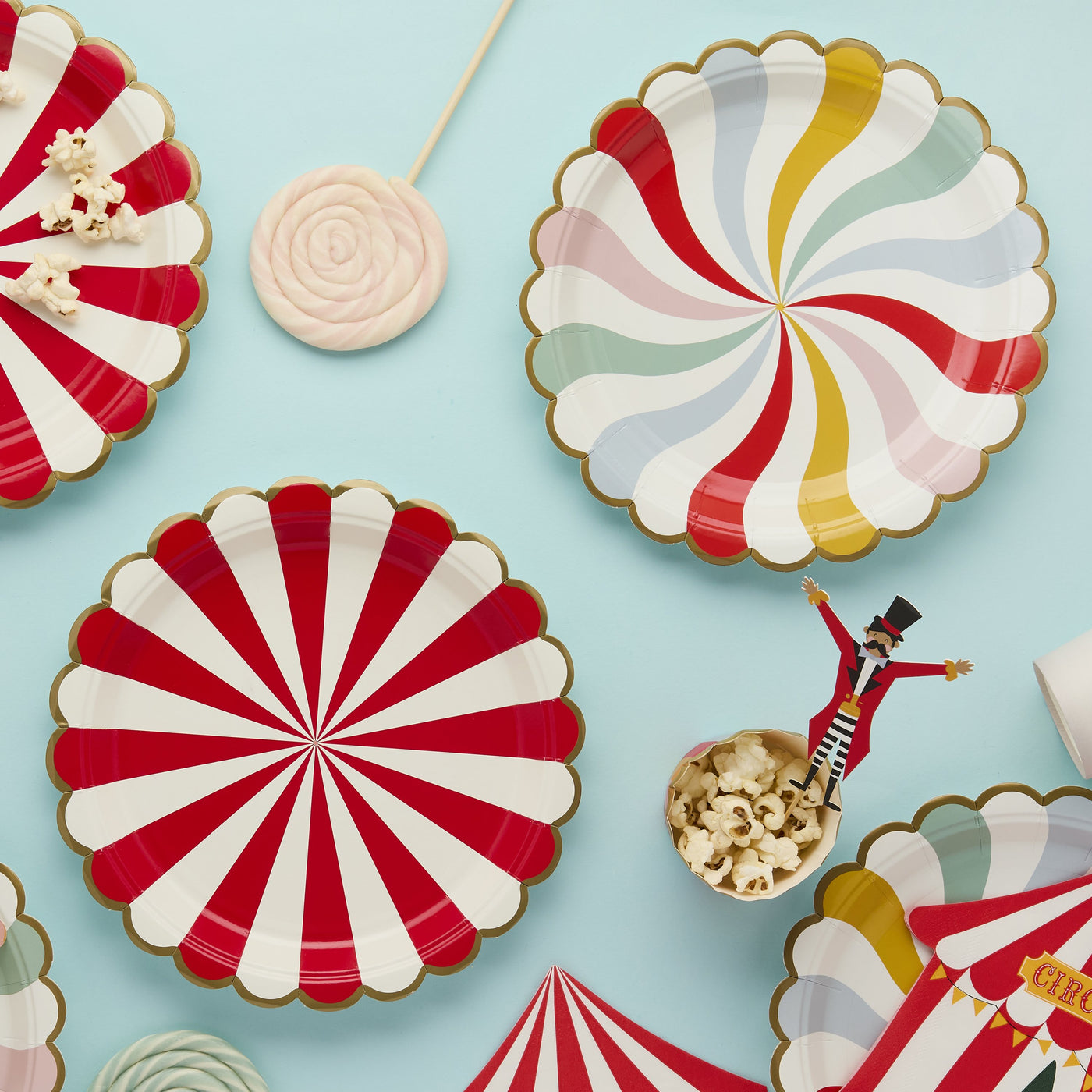 Mix stripe Circus plates / 8 pcs.