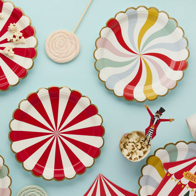 Mix stripe Circus plates / 8 pcs.