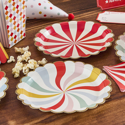 Mix stripe Circus plates / 8 pcs.