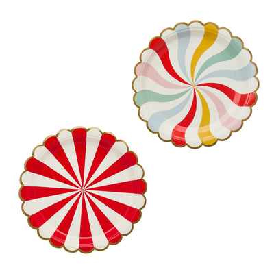 Mix stripe Circus plates / 8 pcs.