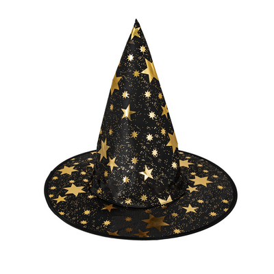 Sombrero bruja con estrellas doradas basic