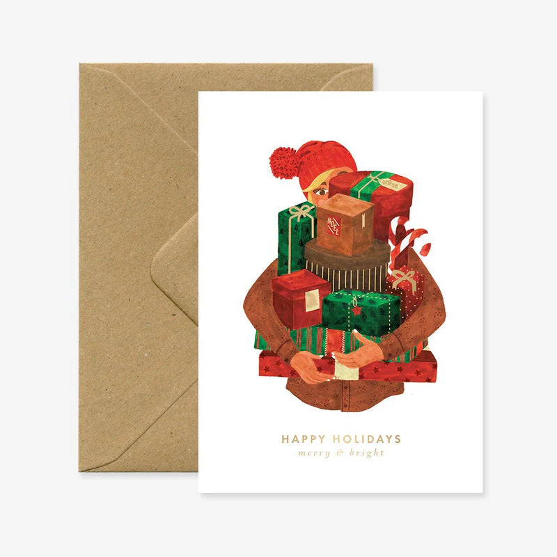 Tarjeta felicitación Navidad regalos