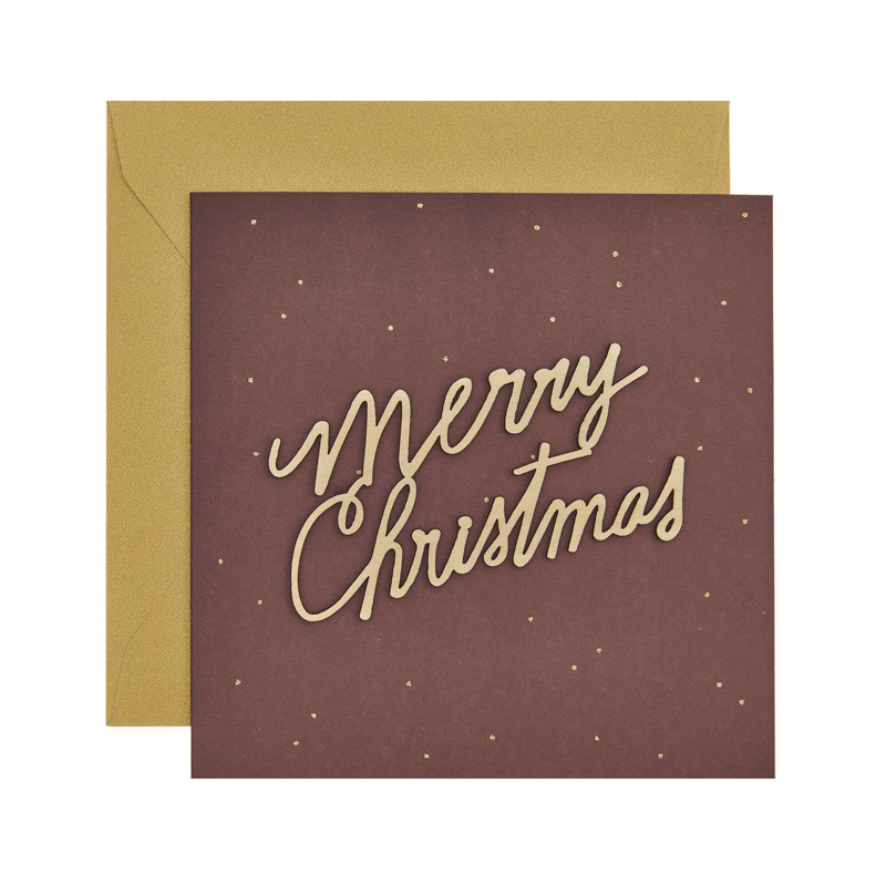 Tarjeta de felicitación Merry Christmas madera