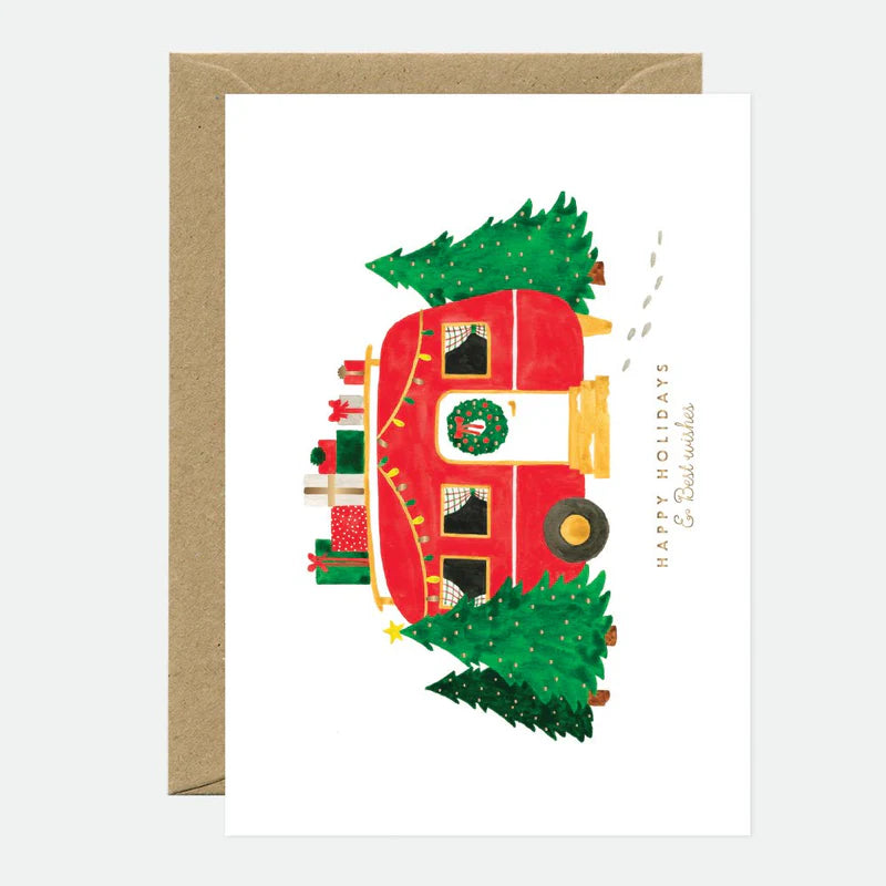 Tarjeta felicitación Navidad caravana