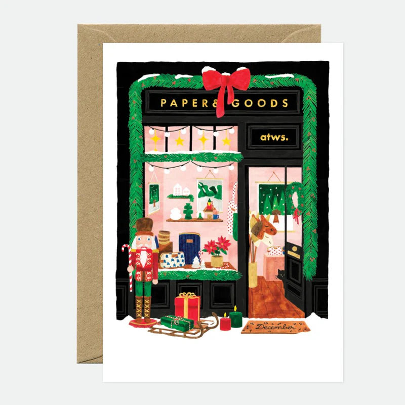 Tarjeta felicitación Navidad Tienda de regalos