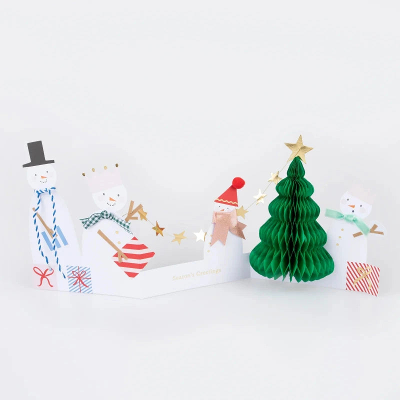 Tarjeta Navidad Pop-up Muñecos de nieve