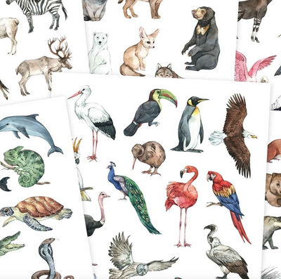 Temporary tattoo mix animals / 100 pc.