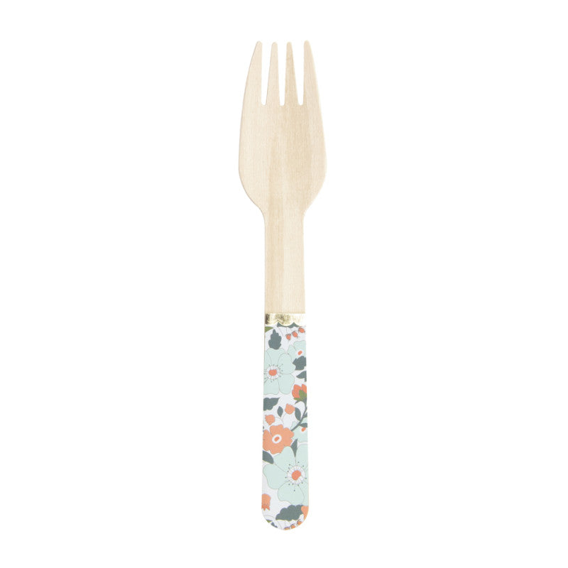 Liberty blue wooden fork with gold detail Eco / 8 pcs.