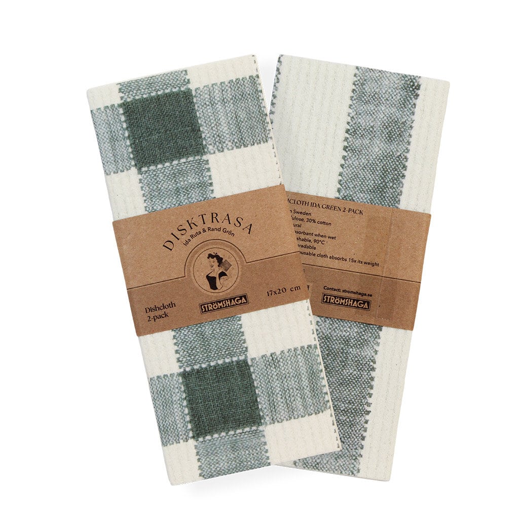 Green Striped Kitchen Towels / 2 pcs