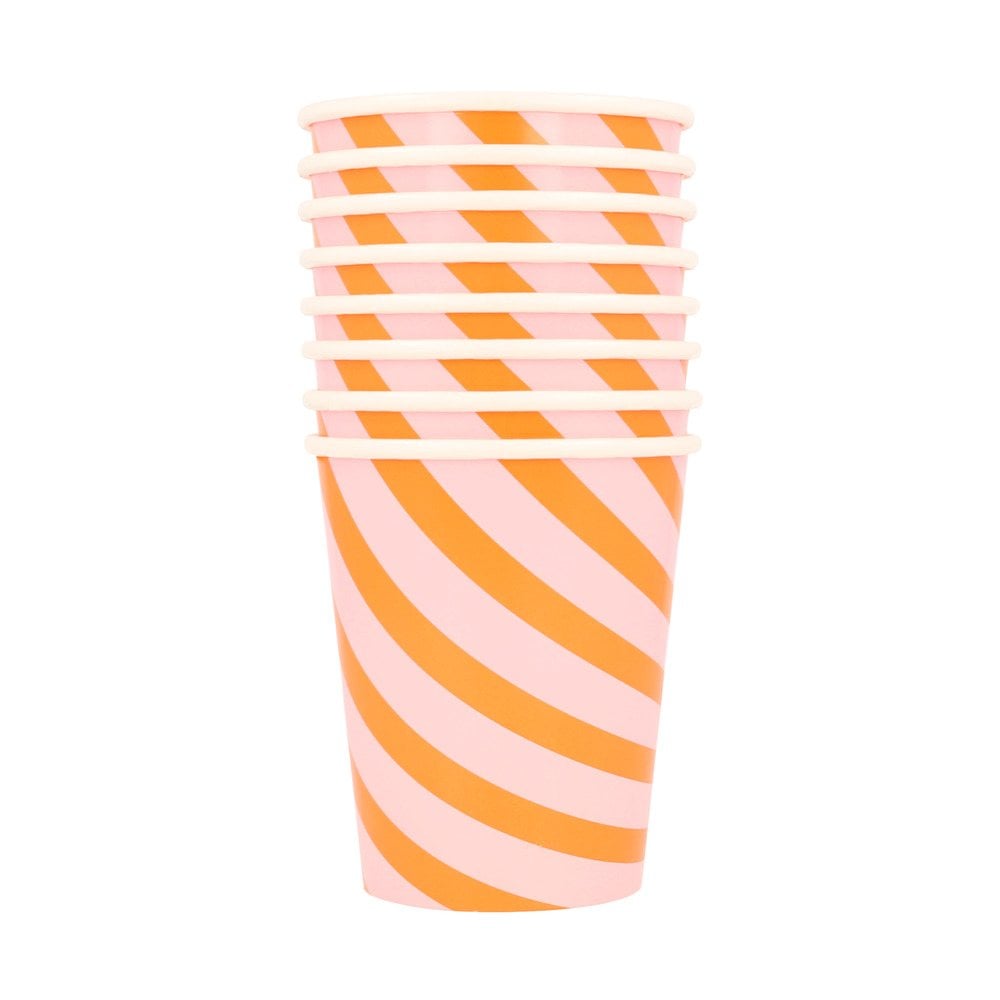 Vaso Stripy rosa & naranja / 8 uds.