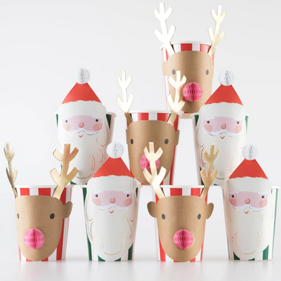 Christmas glasses mix Santa and the Reindeer / 8 pcs.