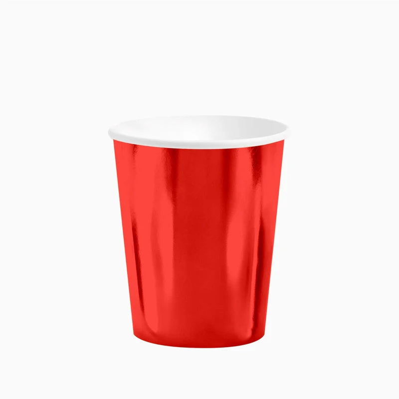 Vaso bio basic rojo metalizado / 6 uds.