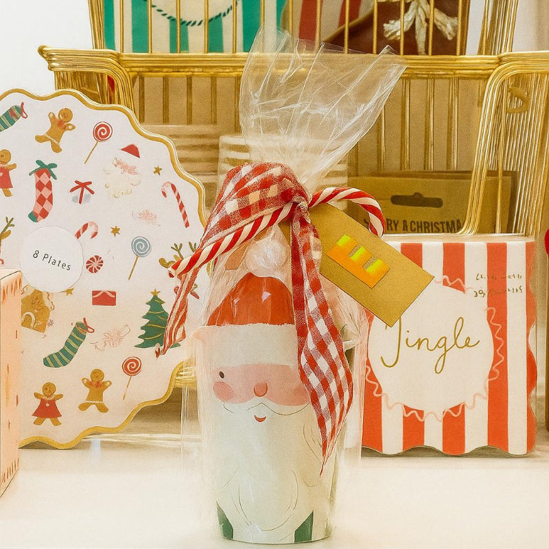 Vaso regalos sorpresa Navidad Papá Noel inicial