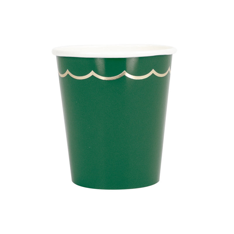 Vaso verde cesped detalle dorado Eco / 8 uds.