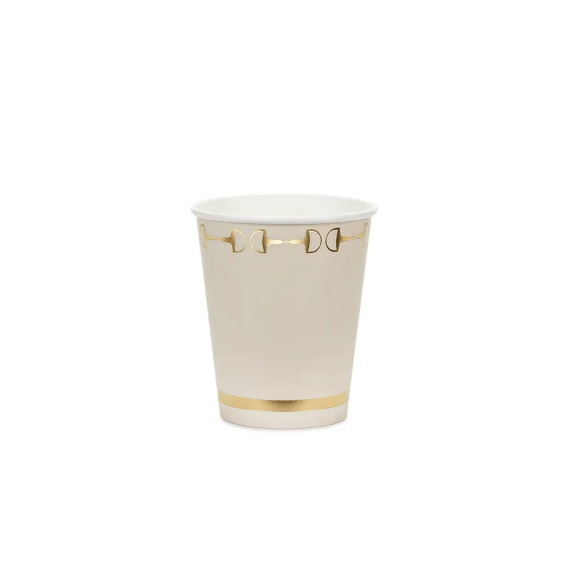 Beige glasses with gold stirrup rim / 6 pcs.