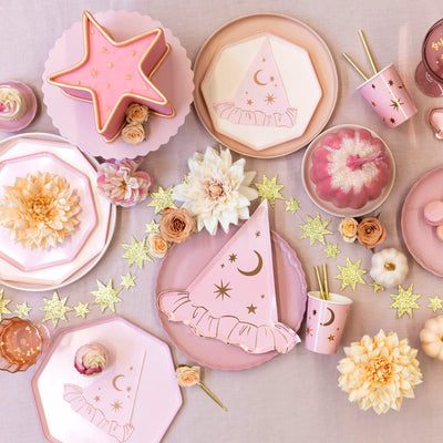 Pink witch glasses with stars / 8 pcs.