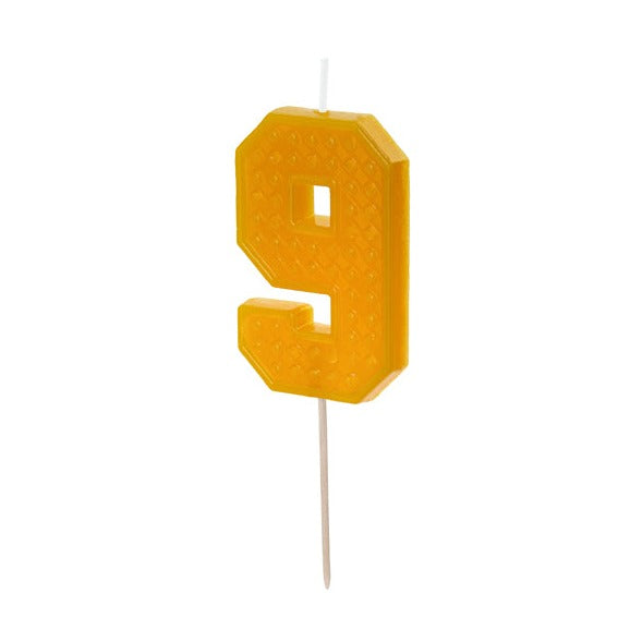 Lego number 9 candle
