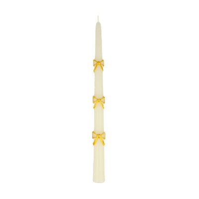 Long golden bow candle set