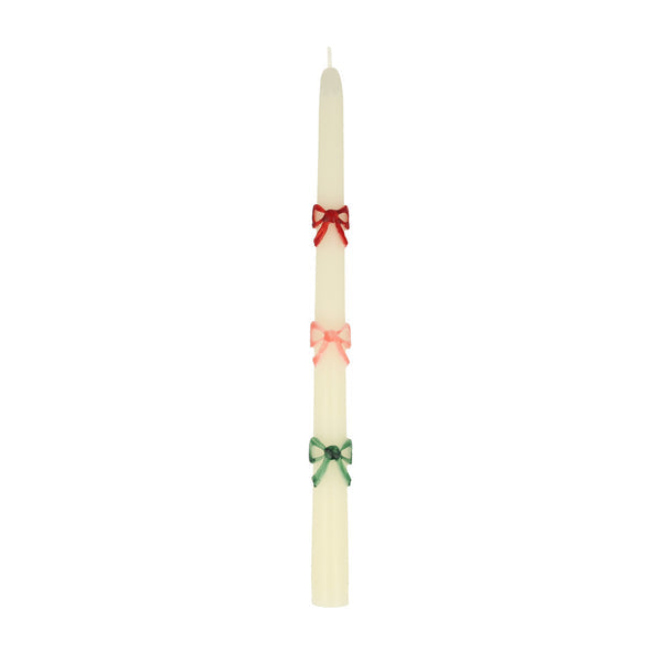 Long colorful bows candle set