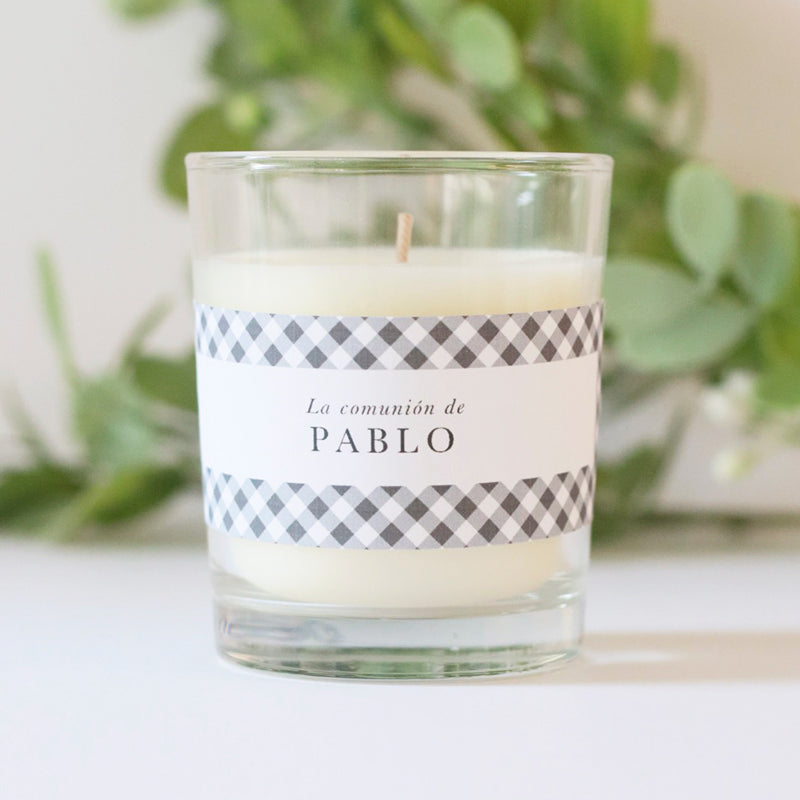 Personalized Black Vichy Candle