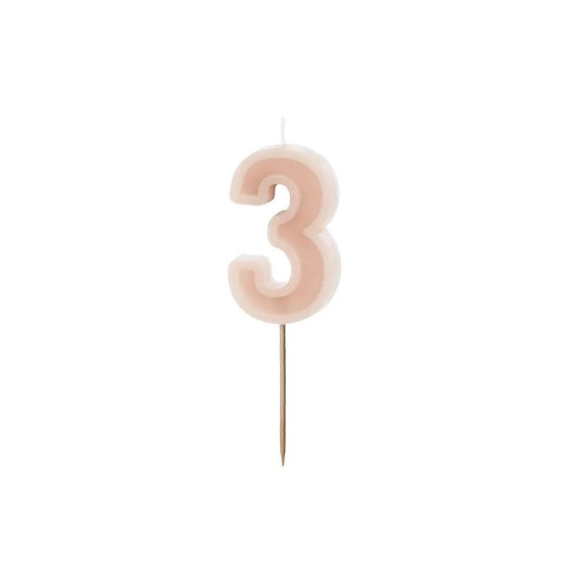 Dusty rose number candles with basic border