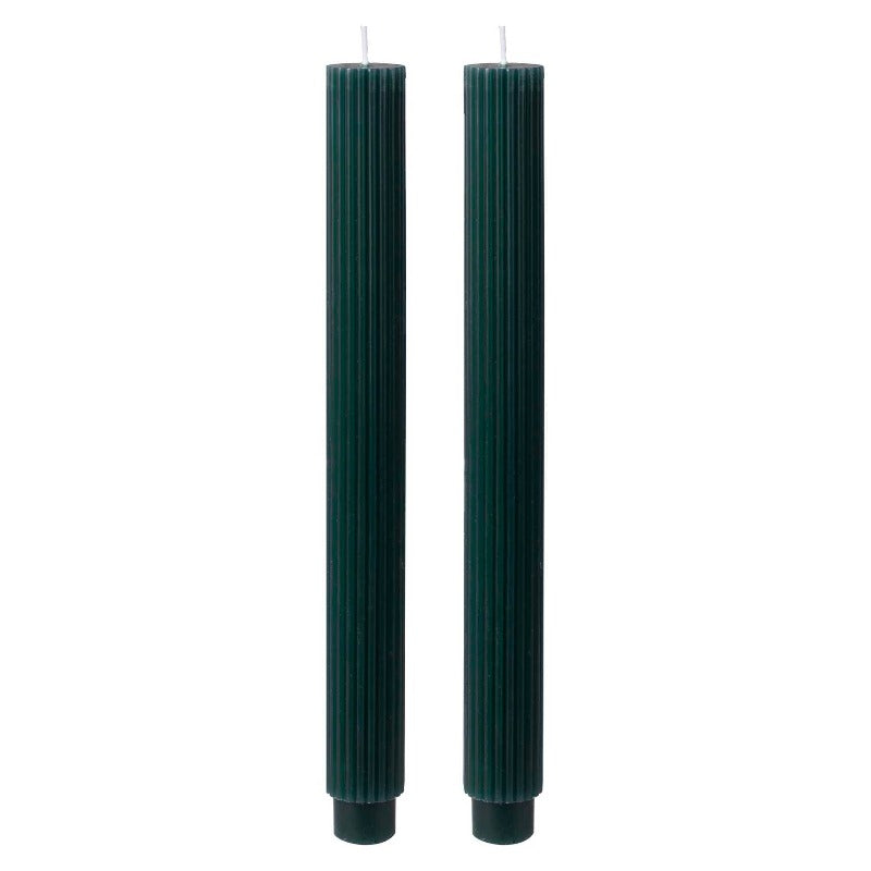 Forest green long candle set with ribbed finish