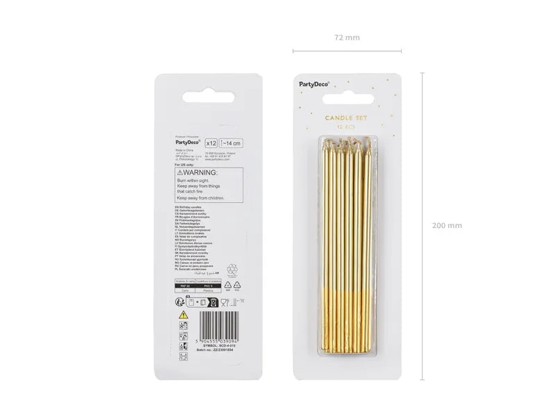 Basic two-tone gold long candles / 12 units.