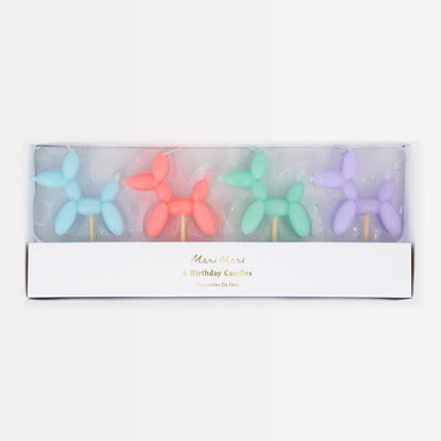 Velas perritos de globos pastel