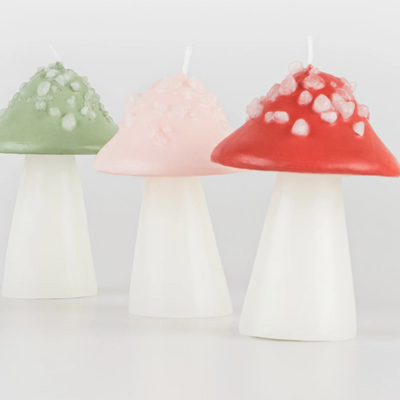 Mushroom candle trio set