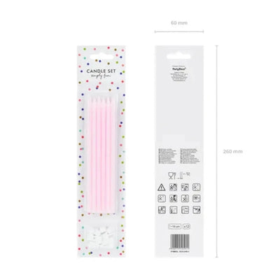 Long pink basic candles / 12 u.